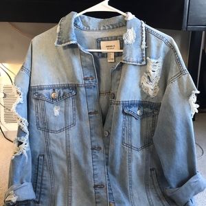 Oversized Distressed Denim Jacket